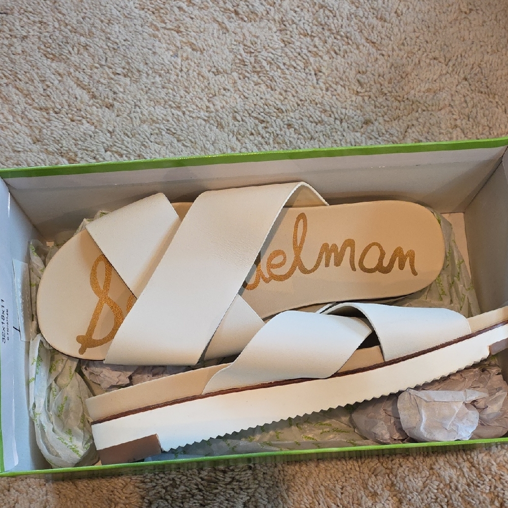 Sam Edelman Cream Cross-Strap Sandals